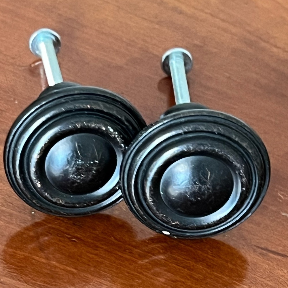 2 Black Metal distressed pulls knobs for cabinet/drawer